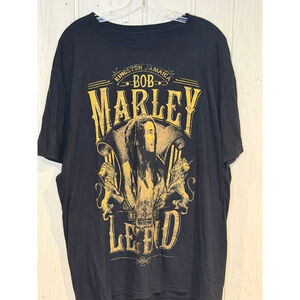 Mens Zion Rootswear Bob Marley Black Gold Graphic Short Sleeve Tee XL